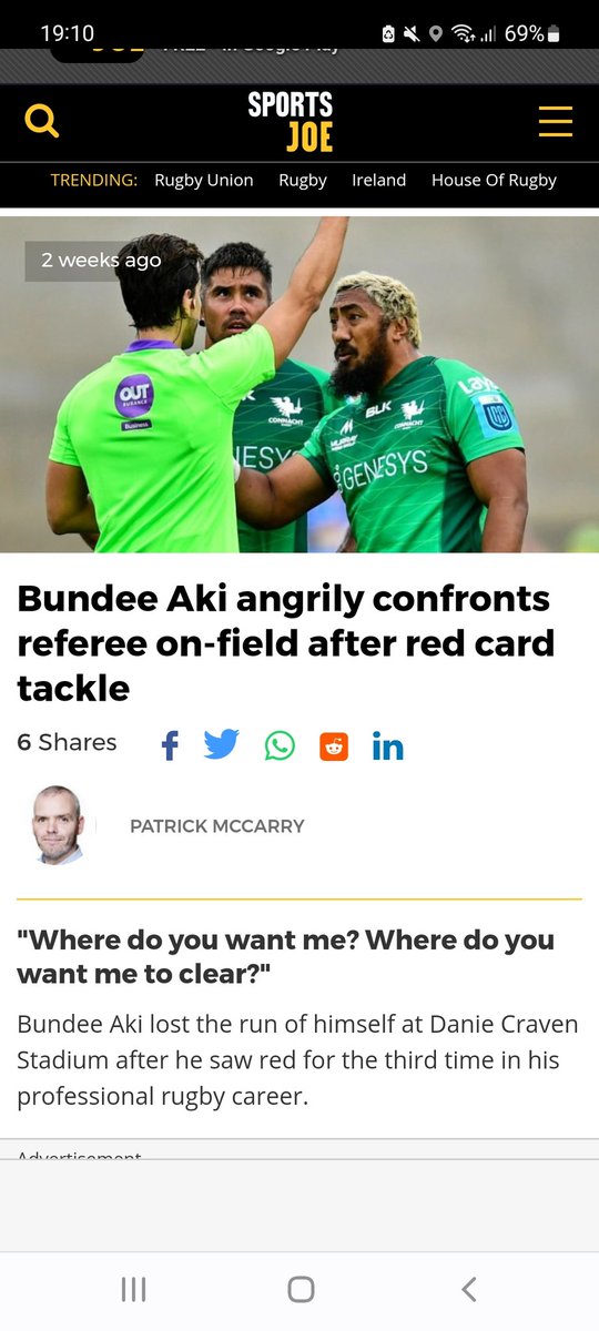 rugbycoverage85's tweet photo. 2 differing takes from Pat there on a player arguing with the ref. Aki "lost the run of himself" and "Sexton is just looking out for his teammates" https://t.co/3SrdnNUdq7