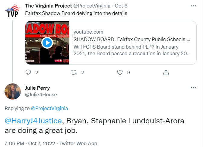 v_theclash's tweet photo. It is sad when a GOP candidate who is also a FCPS teacher celebrates both #ProjectVirginia (a bankrupt hateful organization) and the grotesque ableist Shadow Board of Harry Jackson, Stephanie Lundquist-Arora, Brian Davison, and Jeff Hoffmann. https://t.co/9JfBefP6fH