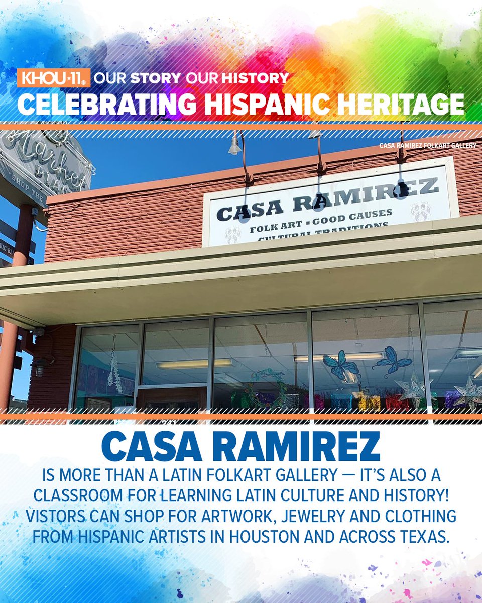 KHOU's tweet photo. #CasaRamirez in Houston's Heights is a true gem! It's a wonderland of Hispanic traditions, art, clothing, jewelry, craftwork, portraits, antiques, ceramics, metal works, wood works...did we miss anything? #OurStoryOurHistory #HispanicHeritageMonth https://t.co/T73FcnvFND