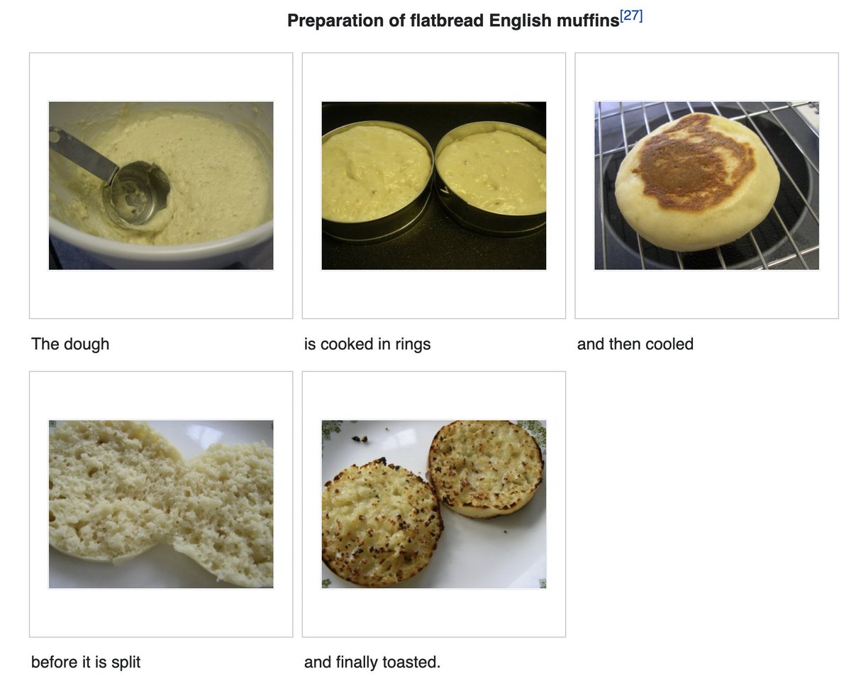 I love the storytelling in the Wikipedia article for English muffins
