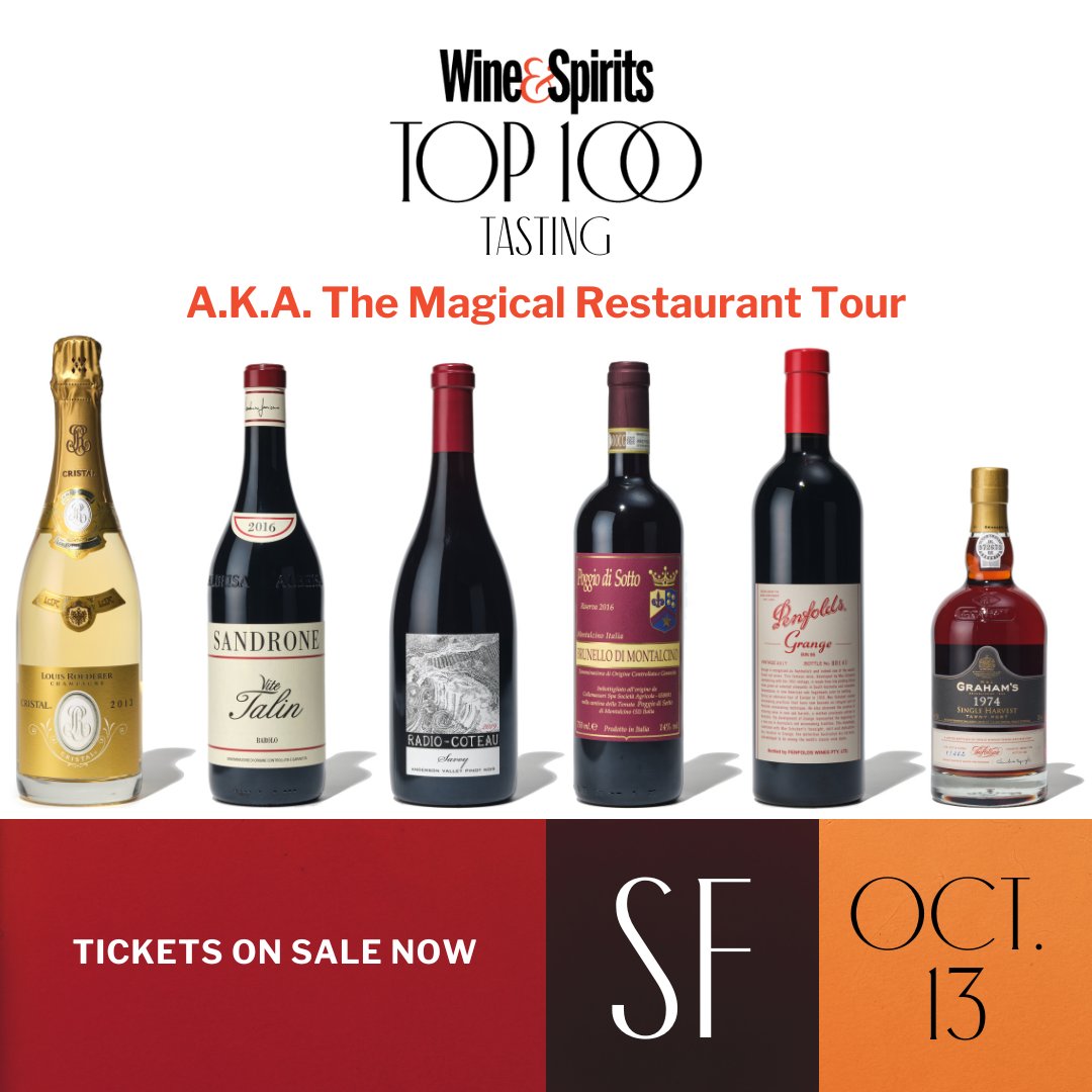 WineandSpirits's tweet photo. Make your plans for the Magical Restaurant Tour (next Th. in SF).

The #wines will be the world's best, the foods will be delicious, the company be effervescent &amp; the value will be absurd.

Tickets:
https://t.co/D6IUXNqxnm
#top100event #WandSTop100 #bestofthebest #winetasting https://t.co/7e33NxQQ7F