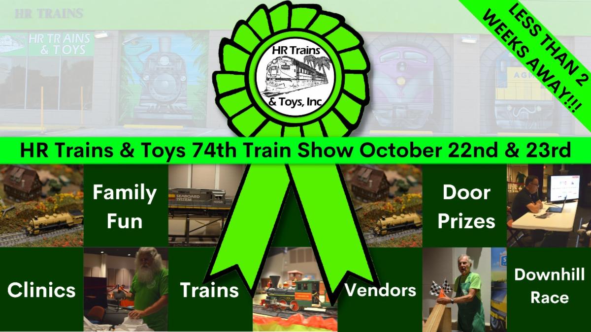HRTrains's tweet photo. The show is sneaking up fast!! Mark your calendars for October 22nd and 23rd from 10 am - 5 pm! Come check out train displays, manufactures with their hot new products, model railroading clinics, activities for the little engineers, and much more. https://t.co/baLJIy5LSF https://t.co/OxkE523fuA