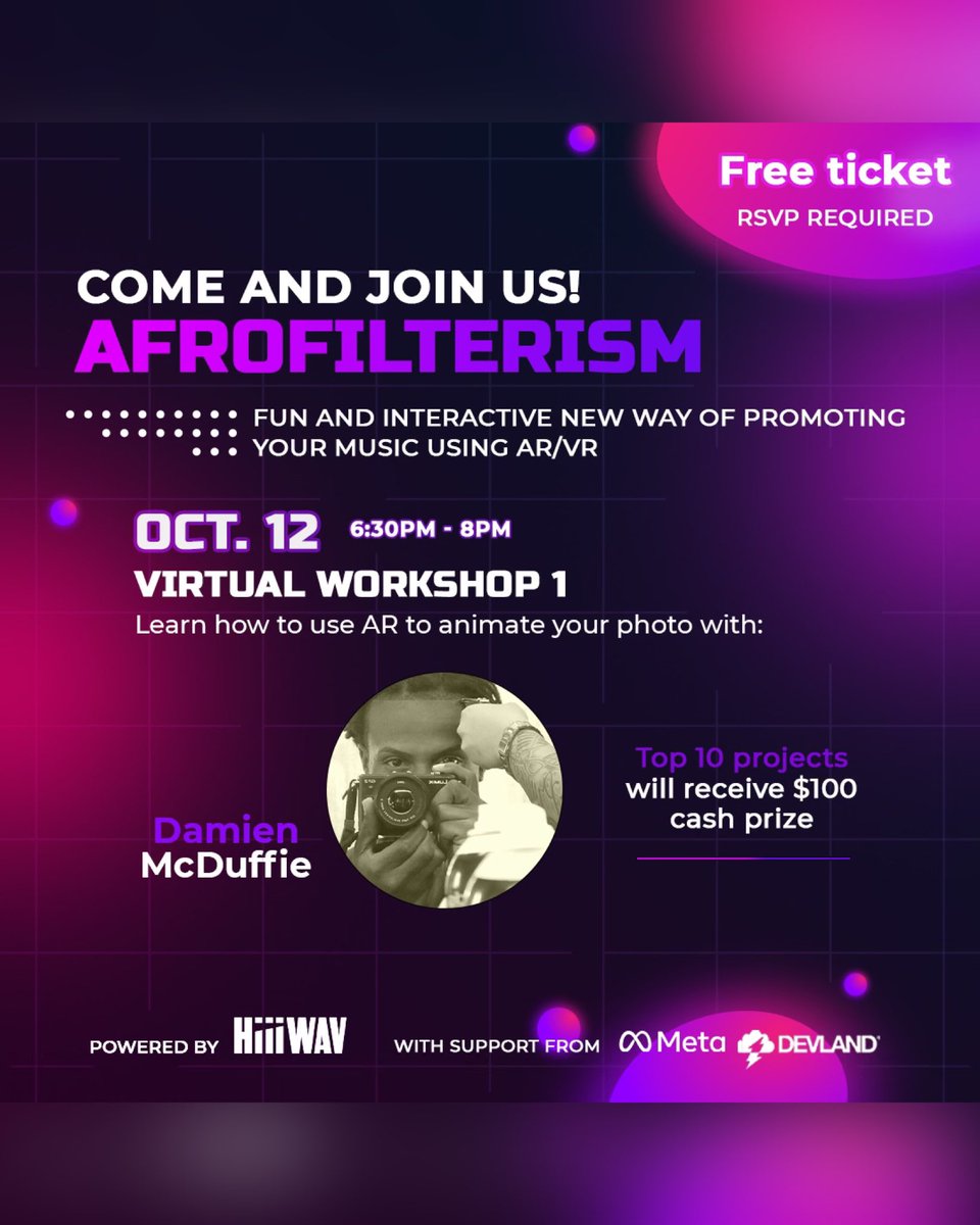 wordxlife's tweet image. Amazing opportunity to teach a few music artist how AR can enhance their work. If you have been looking to learn how to use the Black Terminus AR platform, this is your chance. FOR FREE

Thx to @boskolive for tapping me me and @hiiiwav @Meta  &amp;amp; @devlandnext next  for the support!