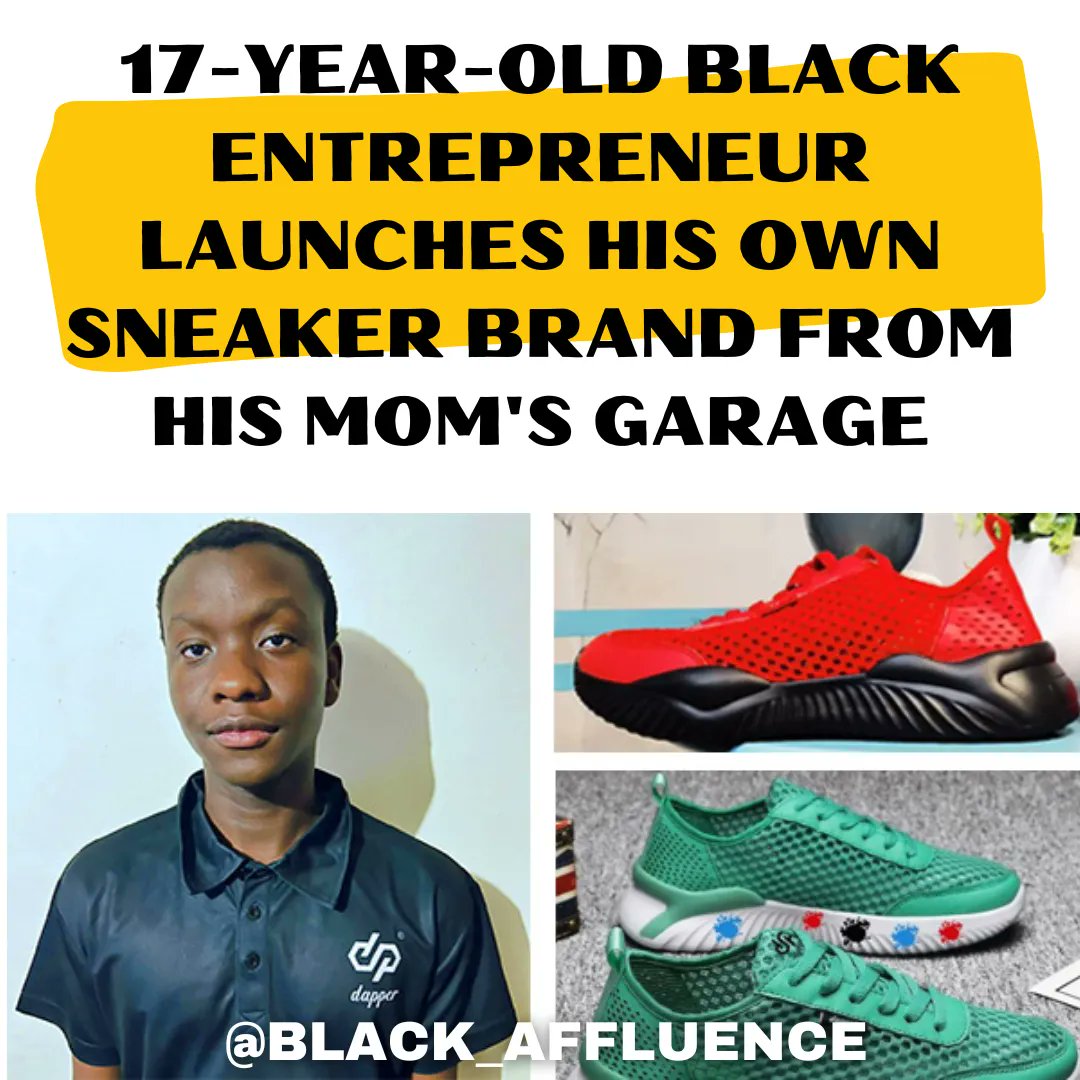 black_sucessor's tweet photo. Meet Utlwanang Mmeti, a 17-year-old student from South Africa who is the founder and CEO of his very own sneaker brand called Dapper Shooz (@DapperShooz).

Shout out to all black business owners.

#BlackAffluence #blackbusiness #blackexcellence https://t.co/BctXd0wxUq