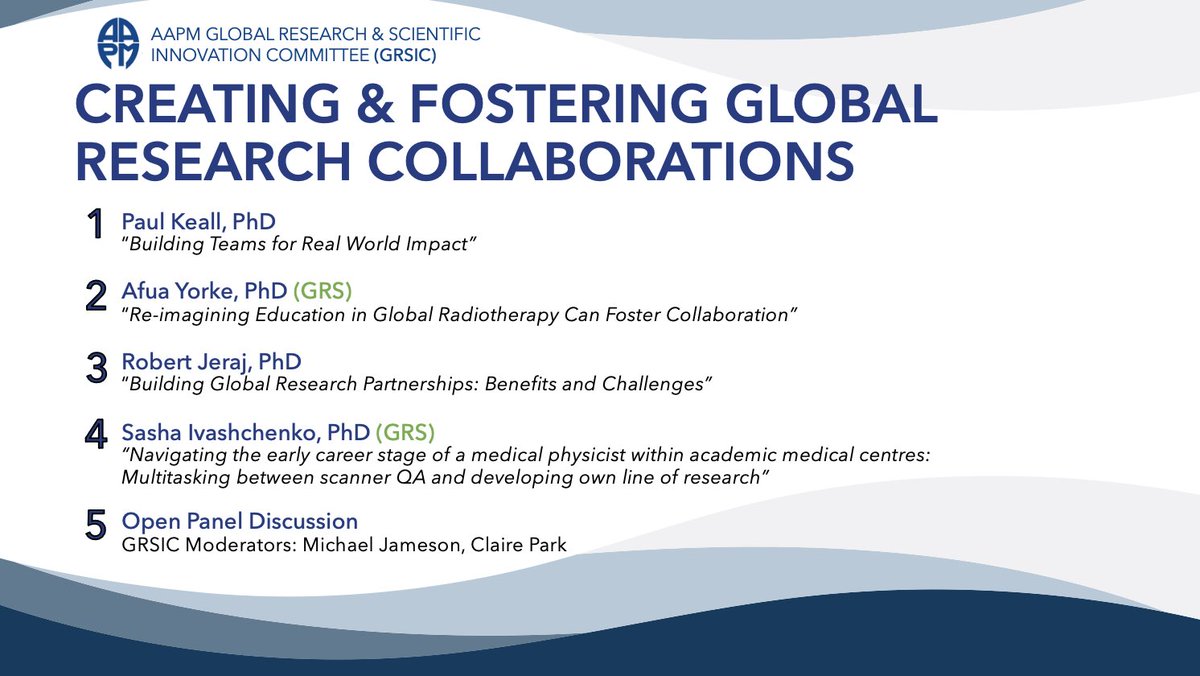 Claire Park (@clairekspark) on Twitter photo Tomorrow, Oct 11th at 5pm ET, the <a href="/aapmHQ/">American Association of Physicists in Medicine</a> Global Research & Scientific Innovation Committee (GRSIC) Webinar series launches 🚀
Register now to📍aapm.me/3Rl3IlI to join us and our incredible #MedPhys Scientific Excellence and Global Rising Stars (GRS) speakers. Tomorrow, Oct 11th at 5pm ET, the <a href="/aapmHQ/">American Association of Physicists in Medicine</a> Global Research & Scientific Innovation Committee (GRSIC) Webinar series launches 🚀
Register now to📍aapm.me/3Rl3IlI to join us and our incredible #MedPhys Scientific Excellence and Global Rising Stars (GRS) speakers.