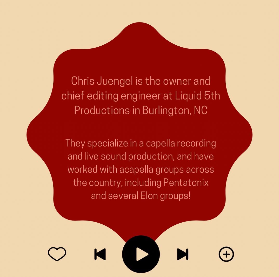 ElonMusic's tweet photo. Elon music students and faculty had the opportunity to hear from Chris Juengel of  Liquid 5th Productions last week and learned a lot about a capella production and the music business. Here’s a quick recap! https://t.co/3tmbFHricX