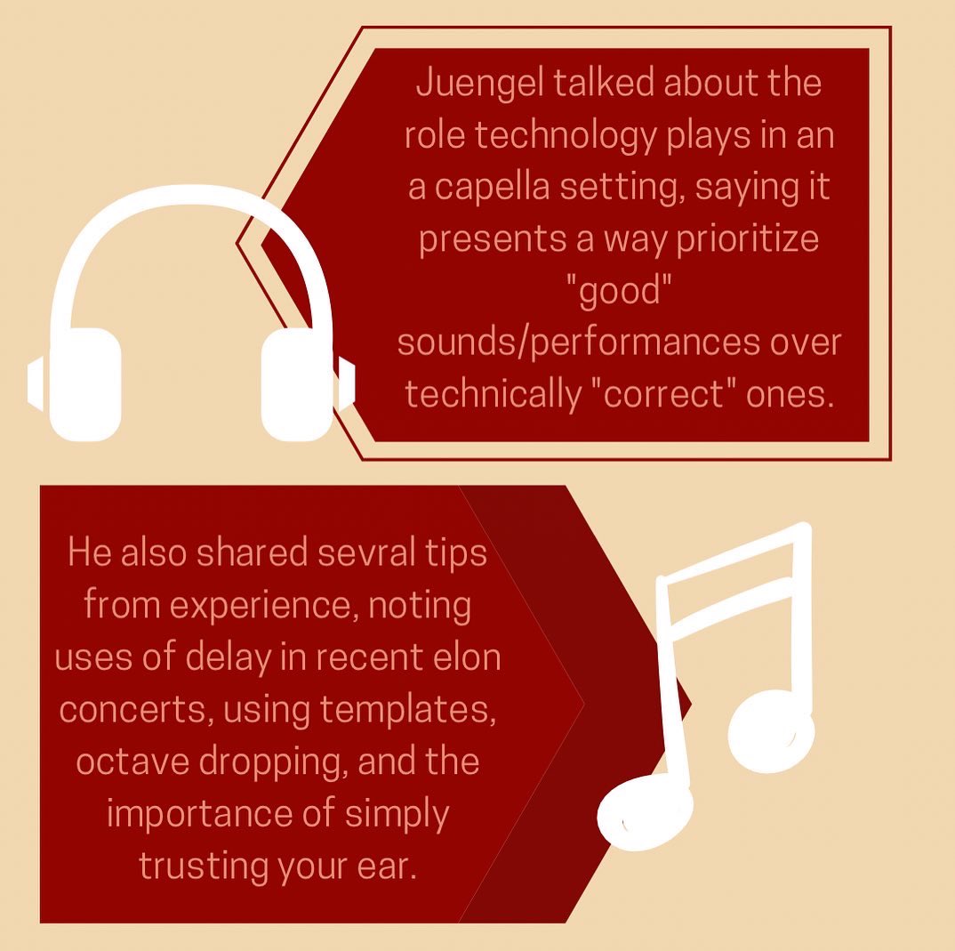 ElonMusic's tweet photo. Elon music students and faculty had the opportunity to hear from Chris Juengel of  Liquid 5th Productions last week and learned a lot about a capella production and the music business. Here’s a quick recap! https://t.co/3tmbFHricX