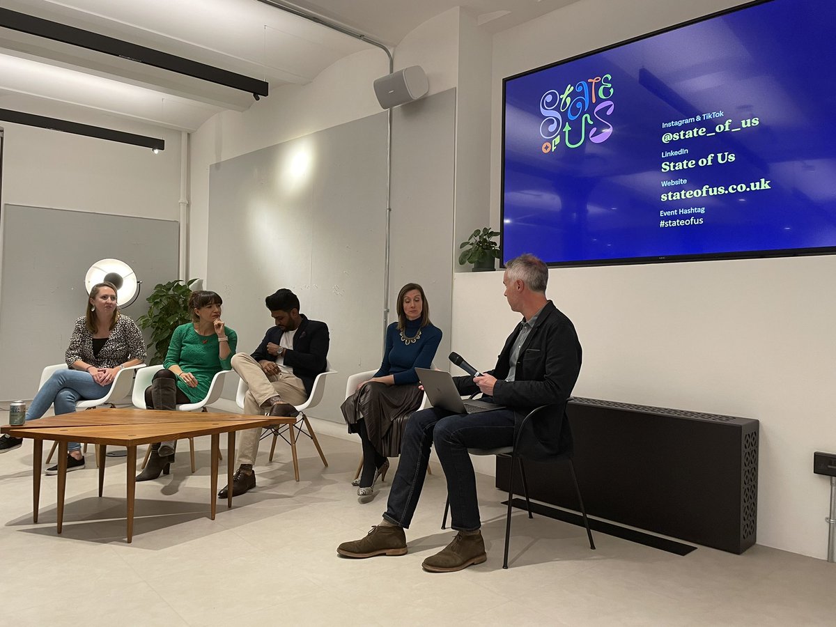 TelcoGeek's tweet photo. After losing a fight with a mic, @joel_b2beditor kicks off a panel debate around lived mental health experiences at #stateofus launch. V proud that @ccgroup is supporting this important initiative. More: https://t.co/Q94GtRAkON https://t.co/jsxYhCASLR