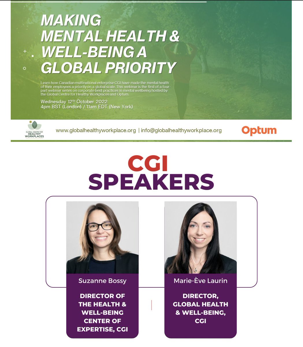 *HERO RECOMMENDS* Free Webinar by our Partners, the Global Centre for Healthy Workplaces, and HERO Member, Optum

Celebrating World Mental Health Day on Wednesday, October 12 at 11am EDT: Making Mental Health &amp; Well-Being a Global Priority.

ow.ly/KZMq50L5Pfq
