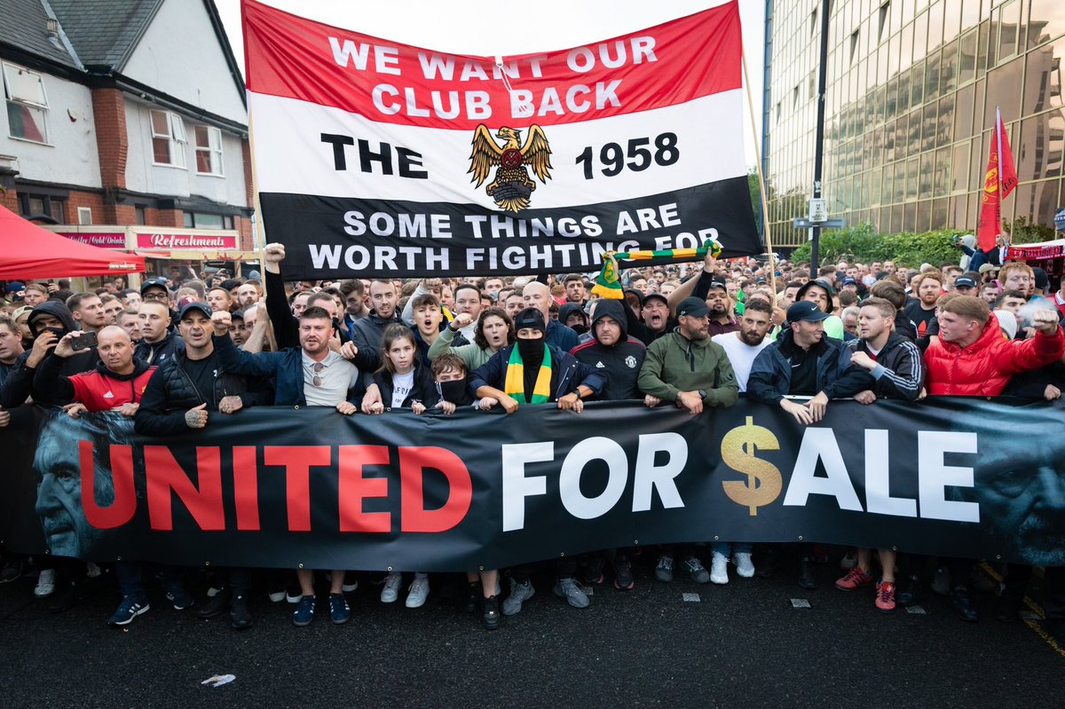 The__1958's tweet image. The club are pressurising match going fans. 

They want rid of us. 

Let’s show these owners we will not be broken.

We stay strong and united to fight for our club. 

We announce details for Newcastle tomorrow night!

Use your voices. Use your passion. Be heard.

#GlazersOut 🇾🇪