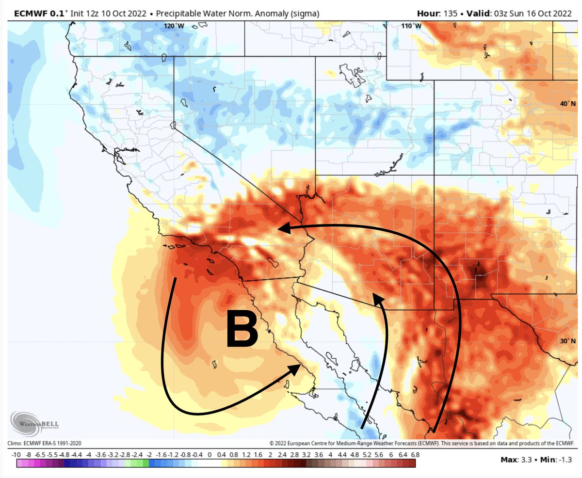 La circulación de la baja presión estará jalando un fuerte flujo de humedad tropical, aunque por el momento los modelos indica que se cargaría más hacia la sierra, aunque no descartamos algún chubasco pasajero entre domingo y lunes en Hermosillo (2/2)