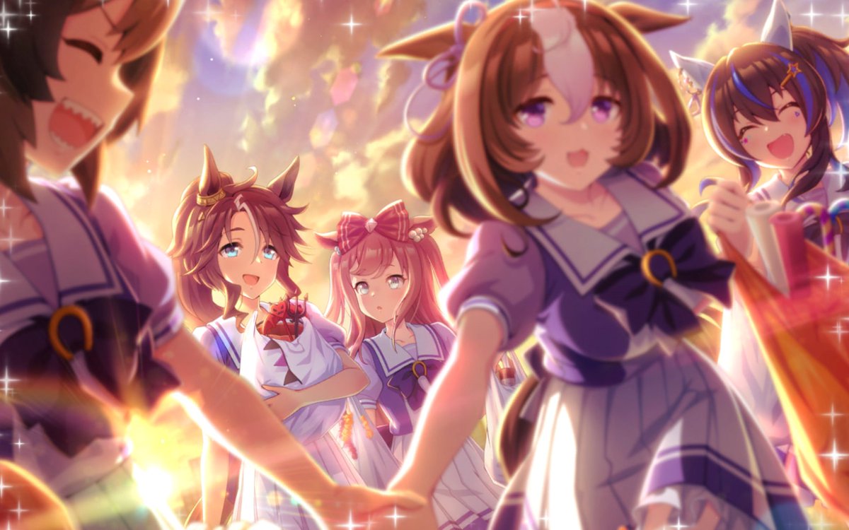 agnes digital (umamusume) ,meisho doto (umamusume) multiple girls animal ears horse tail horse ears tracen school uniform tail school uniform  illustration images