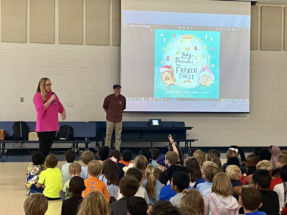 Dean_Road_Elem's tweet photo. Author Josh Funk helped us kick off #NationalSchoolLunchWeek! Thanks for sharing Lady Pancake and Sir French Toast with Dean Road today! https://t.co/pbJMQbPMHo
