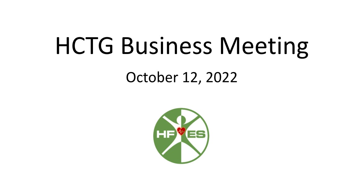 Enjoying #HFES2022 in Atlanta? Don’t forget to book your calendar for the #HCTG Business Meeting on Wednesday, October 12th (5:30-6:15 PM)! We will discuss the activities of the group and announce the winners of various awards!
#humanfactors #ergonomics #healthcare
