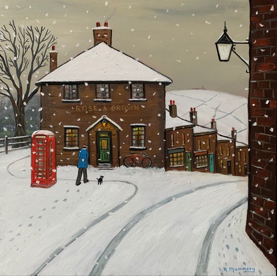 OwdAlbert's tweet photo. Next weeks 'Little thing to look forward too' for me an' my good lady is a pub lunch. Which also... by pure coincidence 😇 is the title of this lovely scene by Reg Mummery! https://t.co/5R5WgH18Xt