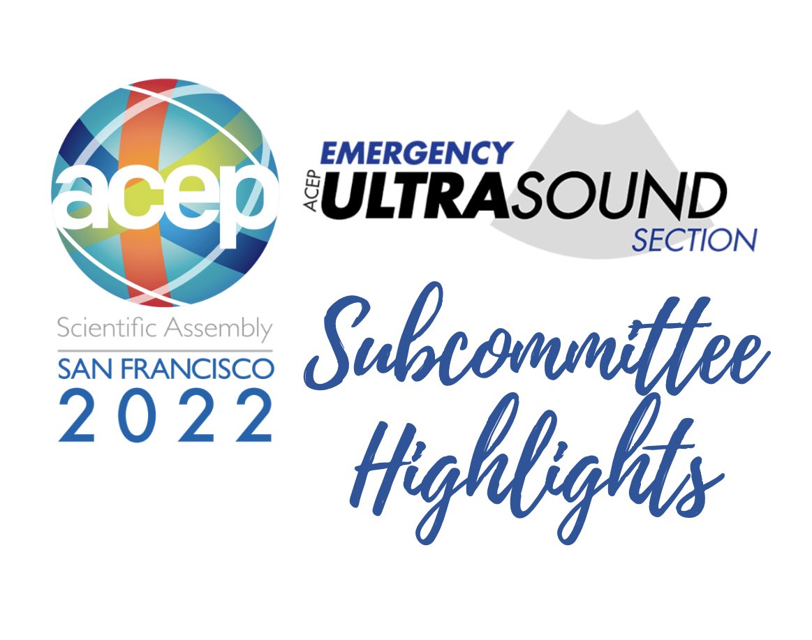 ACEP_EUS's tweet photo. ICYMI at #ACEP22, here’s some highlights from our incredible #ACEPeus Subcommittees! See thread.
#POCUS @ACEPNow @NagdevArun @MGottliebMD @sonositu @javimedsimus @PennyLema
1/ https://t.co/KIAYt1n11Y