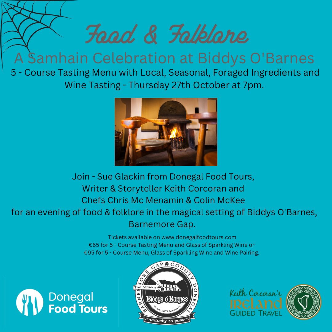 Donegal Food Tours (@donegalfoodtour) on Twitter photo Really excited about this one! Great food, great wine and a few ghost stories in a magical setting💫
<a href="/biddysobarnes/">Biddy's O'Barnes</a>
<a href="/KeithOCorcoran/">Keith Corcoran</a>
<a href="/ChefsCandC/">Chefs Chris & Colin</a>
<a href="/sueglackin/">sue glackin</a> Really excited about this one! Great food, great wine and a few ghost stories in a magical setting💫
<a href="/biddysobarnes/">Biddy's O'Barnes</a>
<a href="/KeithOCorcoran/">Keith Corcoran</a>
<a href="/ChefsCandC/">Chefs Chris & Colin</a>
<a href="/sueglackin/">sue glackin</a>