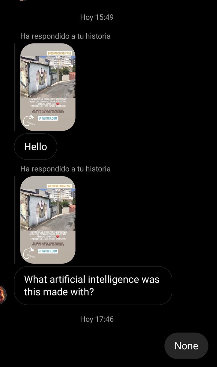 Another example...
This wall was painted by <a href="/Malakkai_OGT/">Isaac Malakkai</a> for <a href="/DesOrdes/">DesOrdes Creativas</a> in 2015, animated in 2016 and available in AR since 2018. TONS OF WORK...

But people ask with which AI was made.😅🤫

I'll explain: Is called imagination+study+skills+hard work. "Just" this.👀👍