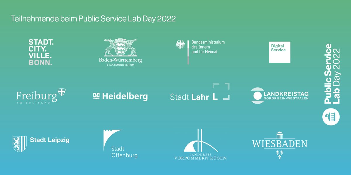 Public Service Lab (@publicservlab) on Twitter photo Noch 3× Schlafen, dann ist Public Service Lab Day—wir erwarten über 80 Teilnehmende unter anderem aus <a href="/BundesstadtBonn/">Bundesstadt Bonn</a> <a href="/RegierungBW/">Landesregierung BW</a> <a href="/BMI_Bund/">Bundesministerium des Innern</a> @digitalfreiburg <a href="/freiburg/">Freiburg im Breisgau</a> <a href="/heidelberg_de/">Stadt Heidelberg</a> <a href="/stadt_lahr/">Stadt Lahr</a> <a href="/lktnrw/">Landkreistag NRW</a> <a href="/StadtLeipzig/">Stadt Leipzig</a> @StadtOffenburg <a href="/Stadt_Wiesbaden/">Landeshauptstadt Wiesbaden</a>
#OZG #TwitterVerwaltung #egov Noch 3× Schlafen, dann ist Public Service Lab Day—wir erwarten über 80 Teilnehmende unter anderem aus <a href="/BundesstadtBonn/">Bundesstadt Bonn</a> <a href="/RegierungBW/">Landesregierung BW</a> <a href="/BMI_Bund/">Bundesministerium des Innern</a> @digitalfreiburg <a href="/freiburg/">Freiburg im Breisgau</a> <a href="/heidelberg_de/">Stadt Heidelberg</a> <a href="/stadt_lahr/">Stadt Lahr</a> <a href="/lktnrw/">Landkreistag NRW</a> <a href="/StadtLeipzig/">Stadt Leipzig</a> @StadtOffenburg <a href="/Stadt_Wiesbaden/">Landeshauptstadt Wiesbaden</a>
#OZG #TwitterVerwaltung #egov