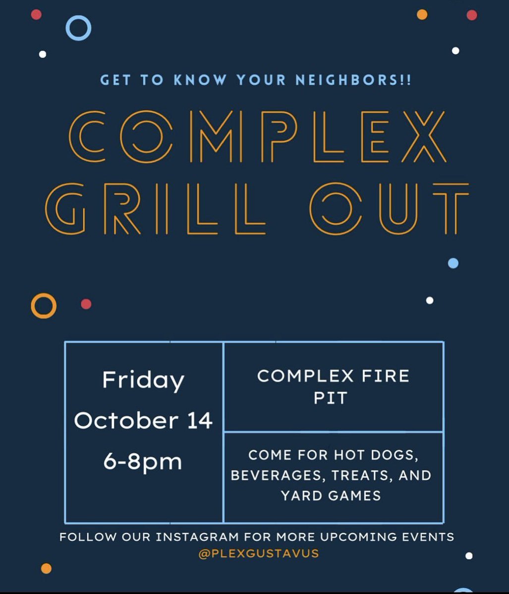 Gustie_ResLife's tweet photo. Even after Homecoming, Gusties have got some cool things going on this week!Check out this cool event from the Complex Hall Council! https://t.co/UQRL72YfRy