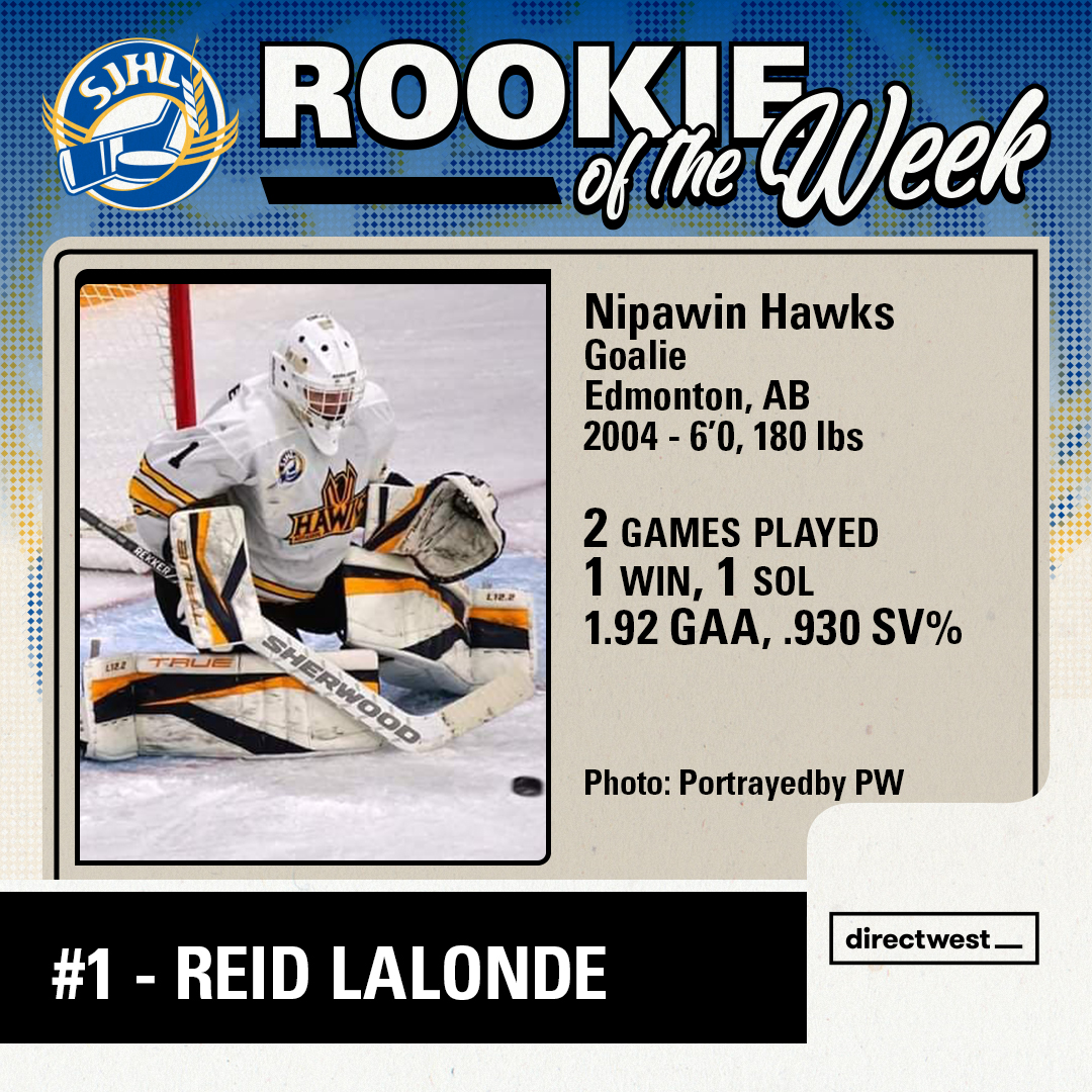 SJHL (@thesjhl) on Twitter photo ⬇️ <a href="/Directwest/">Directwest</a> Rookie of the Week⬇️
<a href="/SJHL_Hawks/">Nipawin Hawks</a> Goalie <a href="/ReidLalonde/">Reid Lalonde</a>!
#SJHL (📸: Portrayedby PW) ⬇️ <a href="/Directwest/">Directwest</a> Rookie of the Week⬇️
<a href="/SJHL_Hawks/">Nipawin Hawks</a> Goalie <a href="/ReidLalonde/">Reid Lalonde</a>!
#SJHL (📸: Portrayedby PW)