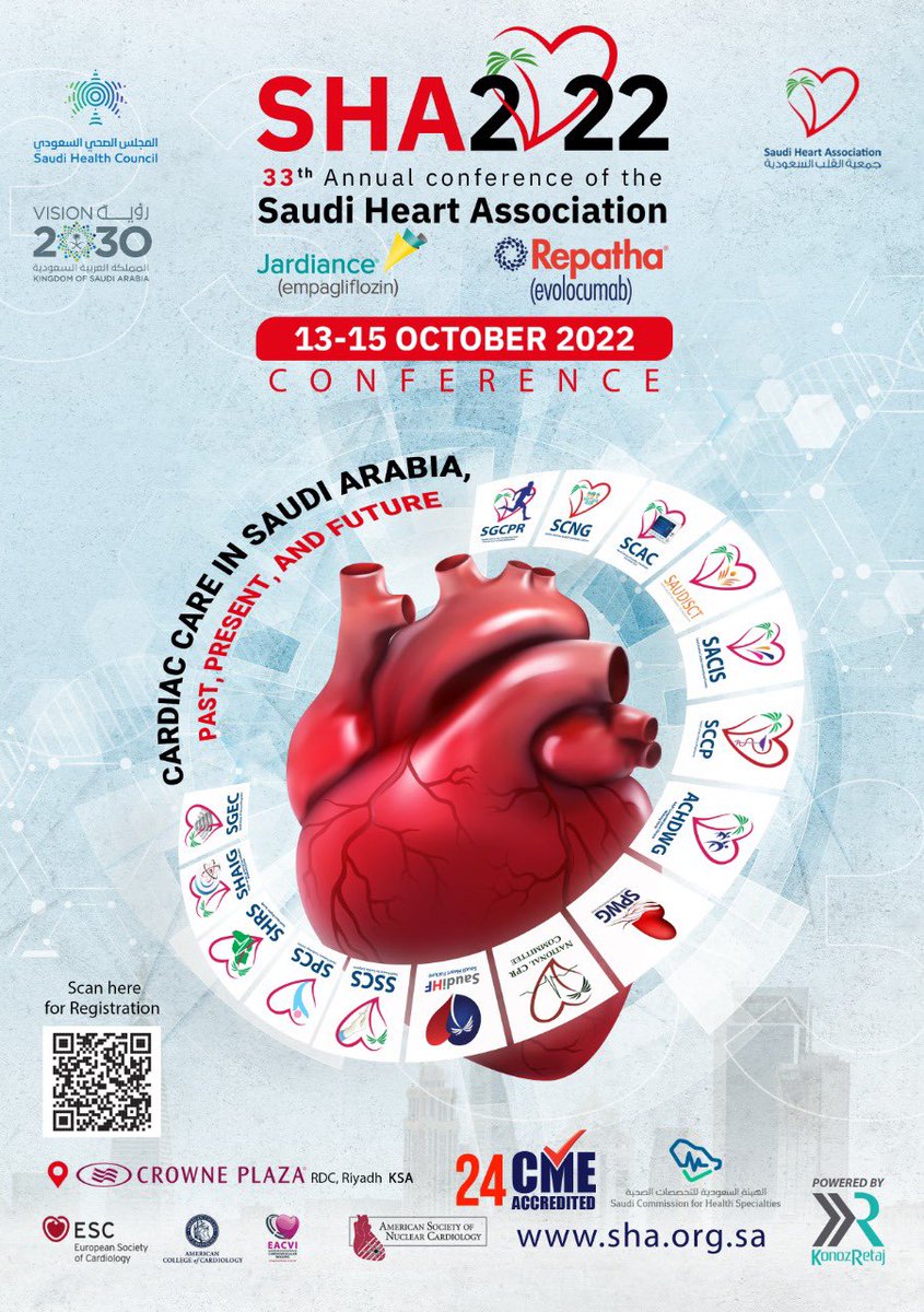 اللقاء العلمي السنوي ل #جمعية_القلب_السعودية ينطلق يوم الخميس القادم بتواجد نخبة من المتحدثين و الخبراء السعوديين و الدوليين، في مختلف التخصصات التابعة لصحة القلب. 

نتلقي هناك