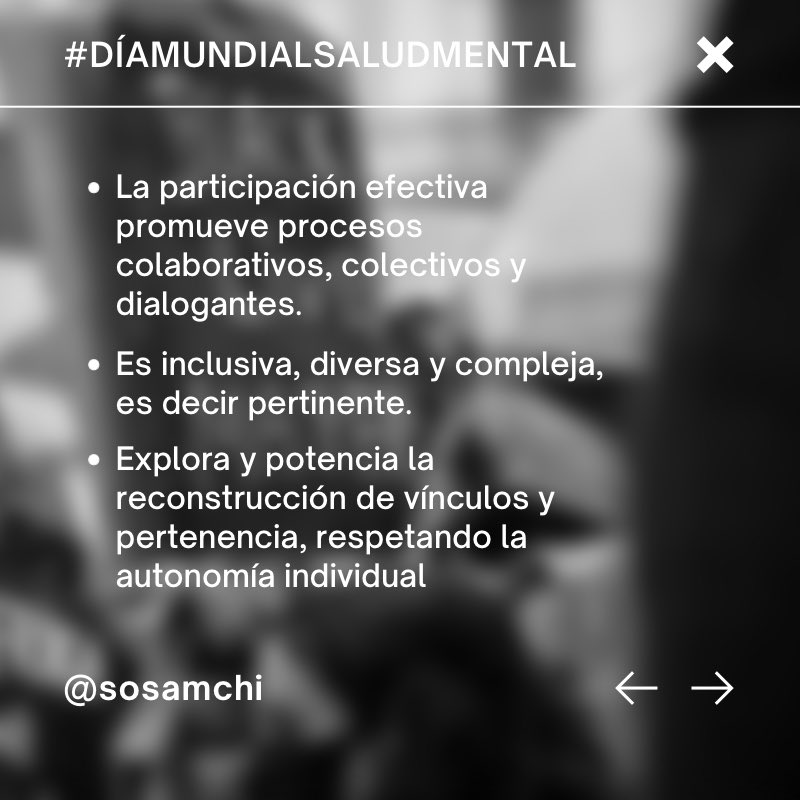 sosamchi's tweet photo. En el #DiaMundialdelaSaludMental la participación es un elemento central en la construcción de políticas públicas y bienestar en las diversas #comunidades https://t.co/TbBIcild80