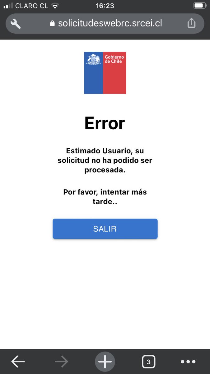 SimonAndres_A's tweet photo. @RegCivil_Chile  quiero renovar mi cédula vencida y siempre sale esto.. alguna solución https://t.co/6qLAS0bdUg
