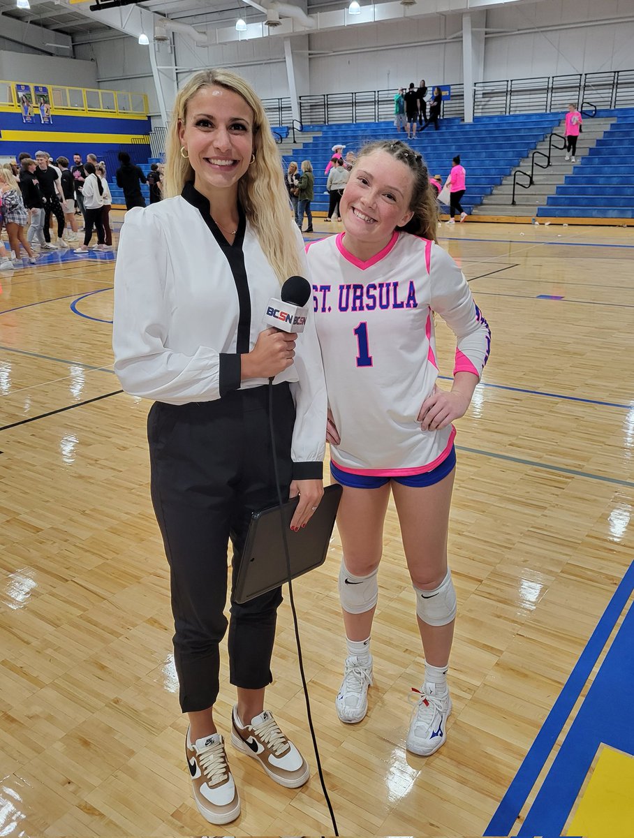 Brad Woznicki (@bwoznicki) on Twitter photo Arrows sweep for the TRAC Title!
<a href="/SUA_volleyball/">St. Ursula Volleyball</a> def. <a href="/NDAEaglesVB/">Notre Dame Academy Volleyball</a> 25-19, 27-25, 25-21
Hannah Howard spoke with <a href="/maddiekline/">Maddie Kline (Strall)</a> (check out those Nike kicks) after the win.
<a href="/BCSNsports/">BCSN</a> <a href="/TracSports/">Trac Sports</a> <a href="/suaarrows/">St. Ursula Athletics</a> Arrows sweep for the TRAC Title!
<a href="/SUA_volleyball/">St. Ursula Volleyball</a> def. <a href="/NDAEaglesVB/">Notre Dame Academy Volleyball</a> 25-19, 27-25, 25-21
Hannah Howard spoke with <a href="/maddiekline/">Maddie Kline (Strall)</a> (check out those Nike kicks) after the win.
<a href="/BCSNsports/">BCSN</a> <a href="/TracSports/">Trac Sports</a> <a href="/suaarrows/">St. Ursula Athletics</a>