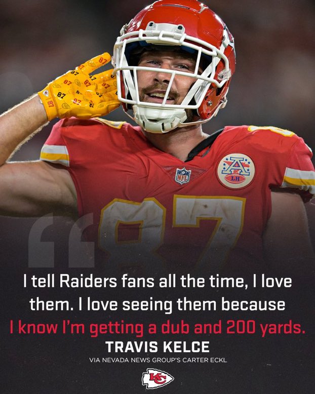 colesruffin's tweet photo. @treygriggs24 @Chiefs @Raiders @NFL_MNF Also, love &amp; hate this from @tkelce https://t.co/ct50MO7xsM