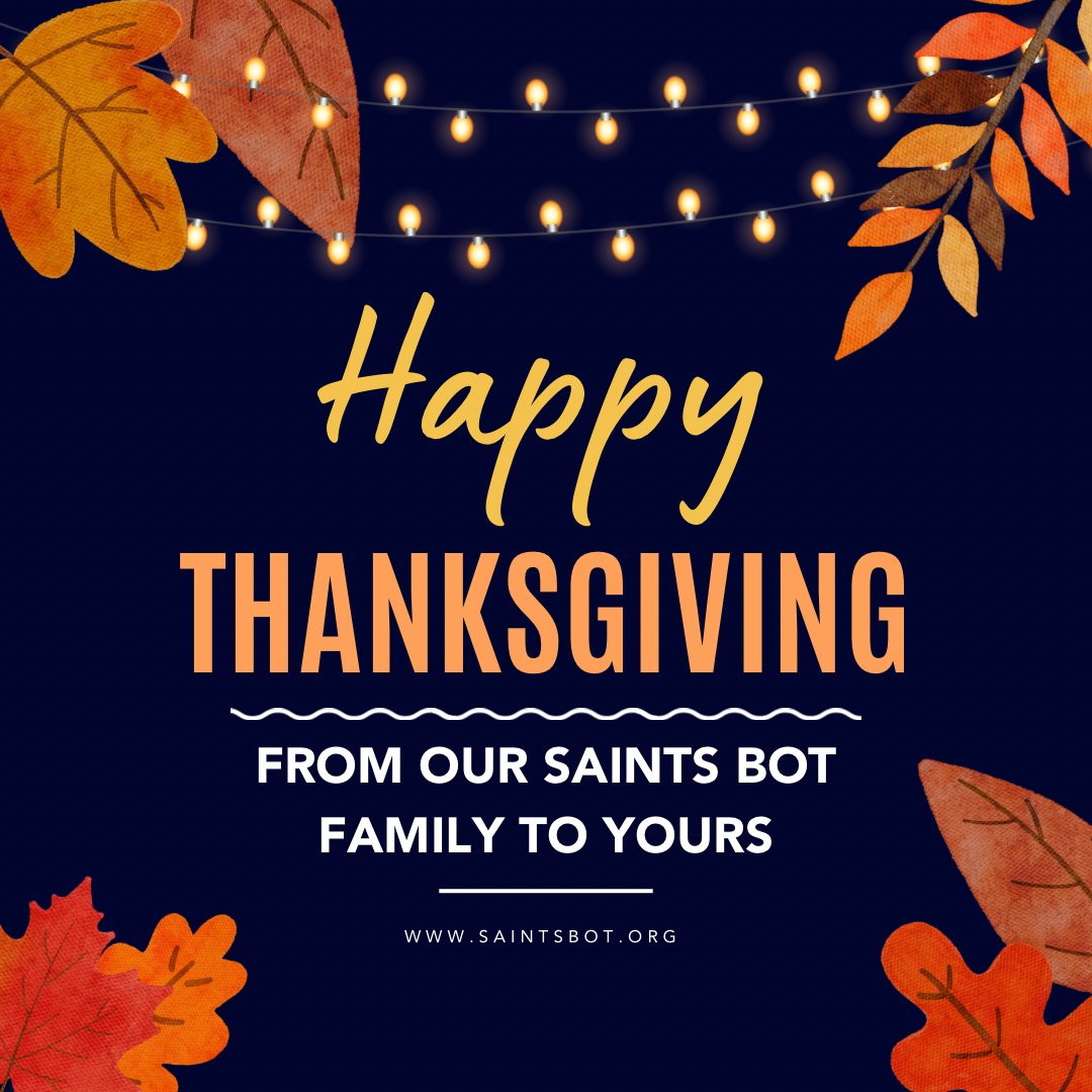 From our Saints Bot family to yours, we wish you a very Happy Thanksgiving. 🍂
#morethanrobots #thankful #turkeyday