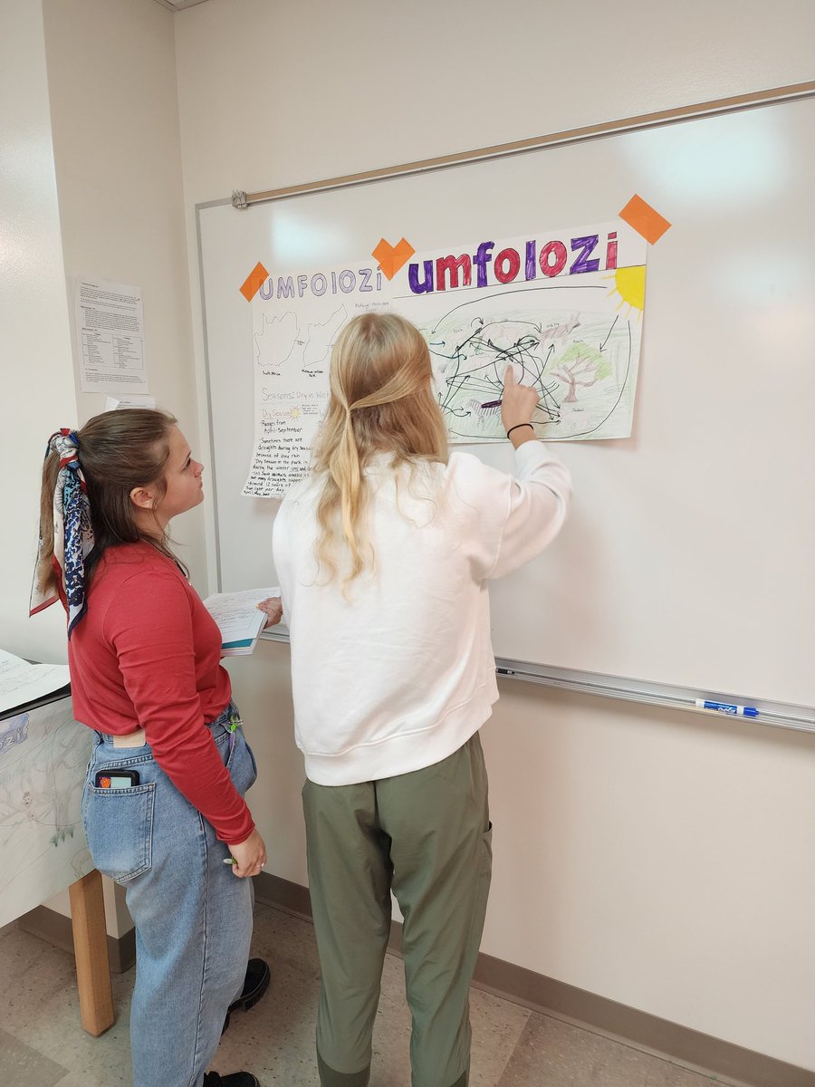 FortCalhounSci's tweet photo. Biology students researched biotic and abiotic aspects of various African GPS locations.  They created amazing posters and collected data from their peers via a gallery walk around the classroom.  #learningthroughapplication #wearescientists https://t.co/sVF3nMIPtO