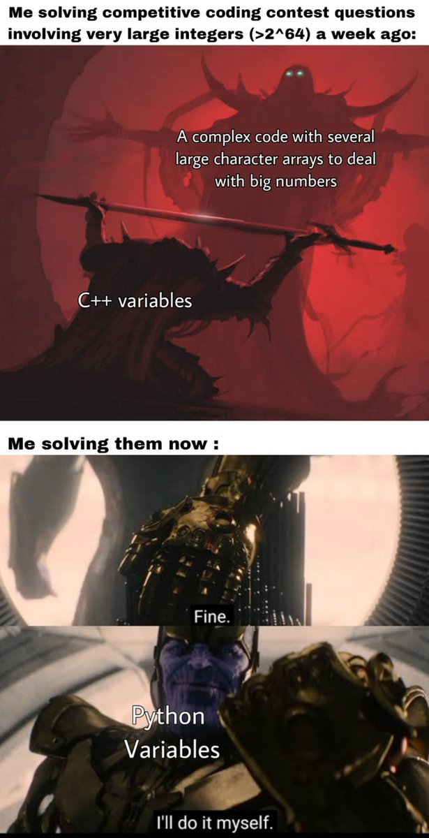 korbansoloman's tweet image. Learning Python was a good decision. Python may have its own shortcomings, but big integers aren&apos;t scary anymore 😇😇 #softwaredeveloper