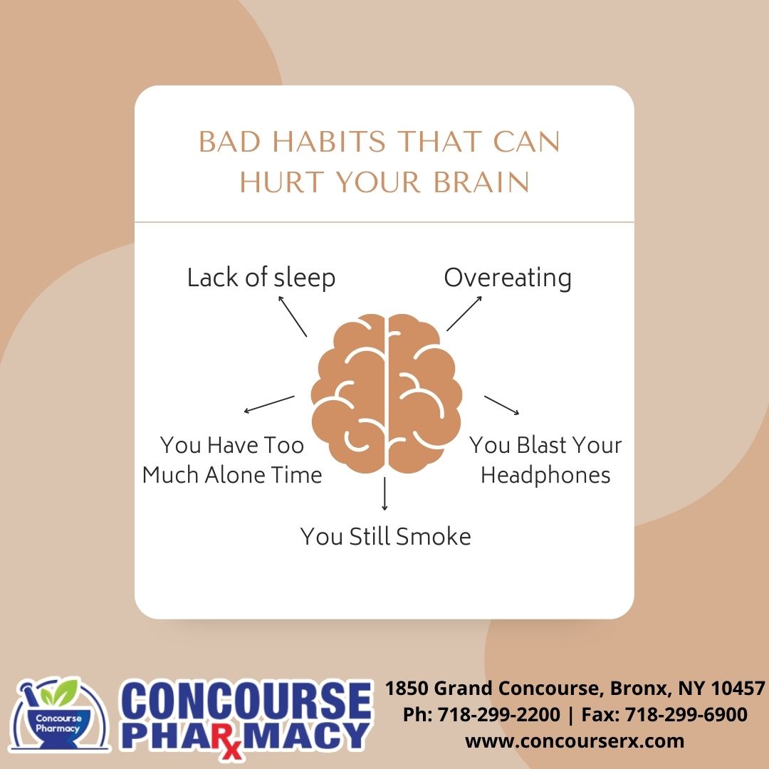 ConcoursePharm2's tweet image. Bad Habits That Can Hurt Your Brain
#Brain #BrainTips #HealthTips