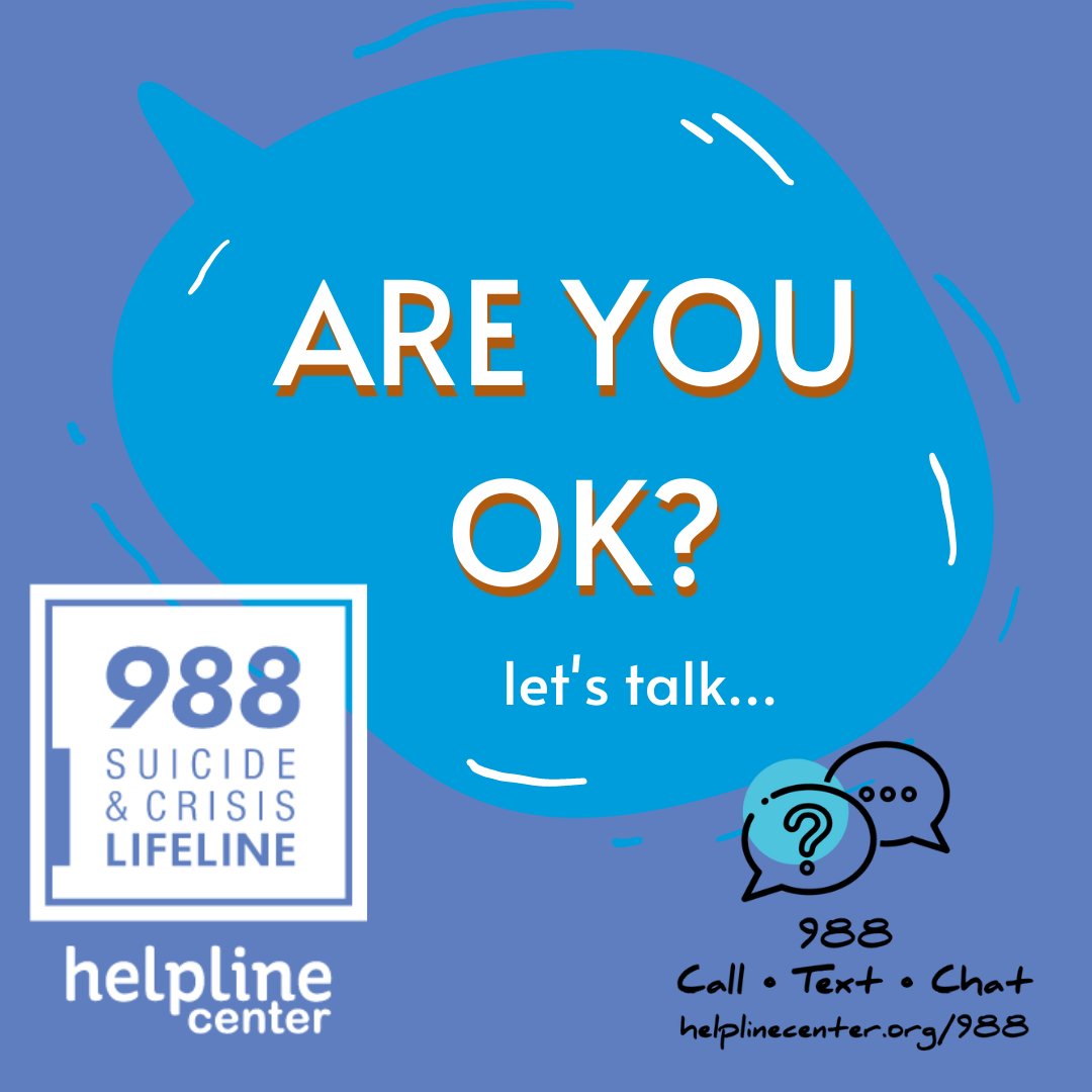 It's okay not to be okay. We're here to support you, 24 hours a day, 7 days a week. Your mental health matters. Call, text or chat 988. #worldmentalhealthday
