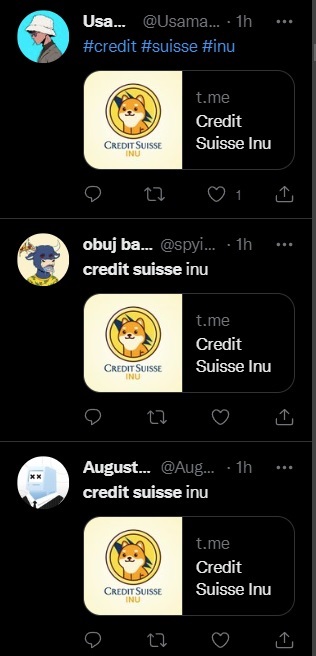When following key words 'Credit Suisse' on Twitter but it's been made into an altcoin and suddenly the feed is a weird mix of softcore porn and NFT profiles #CreditSuisse