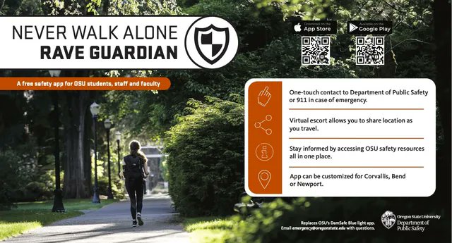 Beavs, be sure to download the new Rave Guardian app. It allows OSU students and staff to quickly access public safety services on and off-campus. Learn more here: beav.es/5U4.