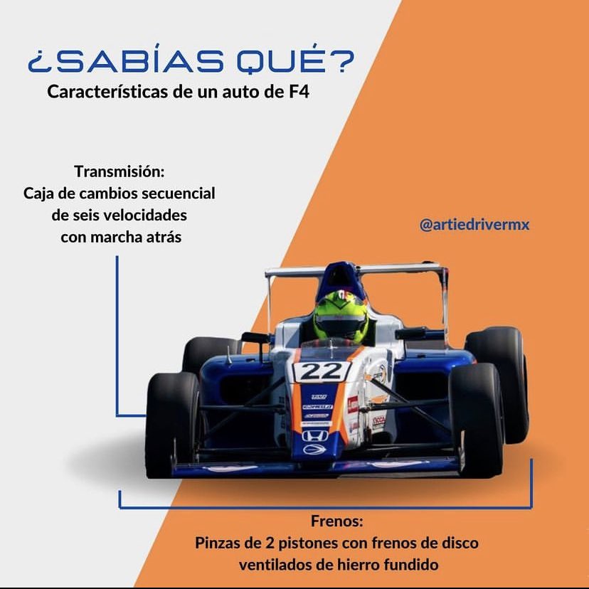 artiedrivermx's tweet photo. ¿Sabían qué?
Estas son algunas otras características de un monoplaza de #F4 🏎️💨
Did you know?
Here are some other features of an #F4 car 🏎️💨
#ArtieRacing #ArtieFlores #FIA #SCCAProRacing #F4US #gonellaracing #automovilismo #flexi #motorsport #motorsports #goflexi https://t.co/8n9QzuuxB5
