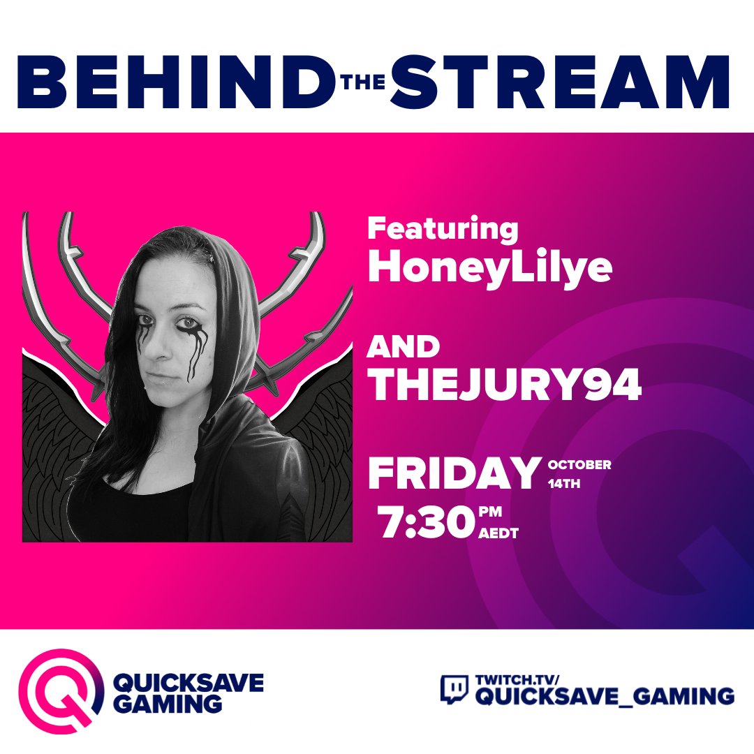 QuickSaveGamin1's tweet photo. This Friday Quicksave Gaming is Hosting Honeylilye on Behind the Stream!

Lily is a long time supporter of QSG and is known for being wholesome and devilish at the same time! See you then!

#twitch #interview #live https://t.co/R0Yu9jcBxL