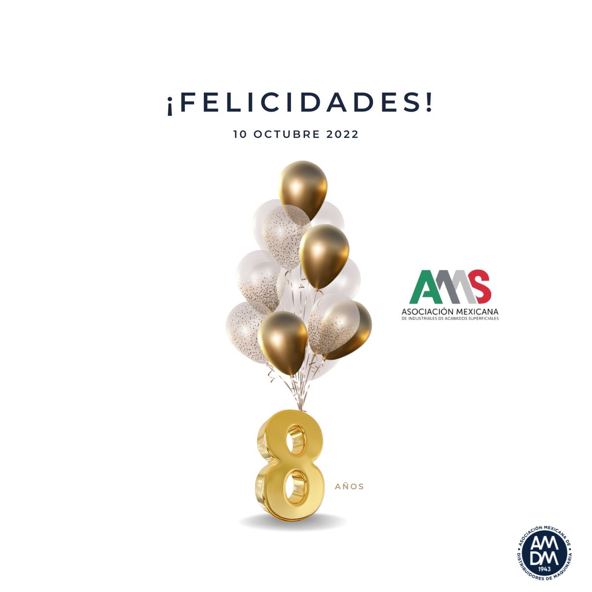 AMDM_MX's tweet photo. Este 10 de octubre nos sumamos a la celebración de la Asociación Mexicana de Industriales de Acabados Superficiales (AMAS)  por su 8vo. aniversario representando a la industria y siendo un aliado estratégico para la AMDM.  ¡Enhorabuena! https://t.co/abtp4ZN1Xy