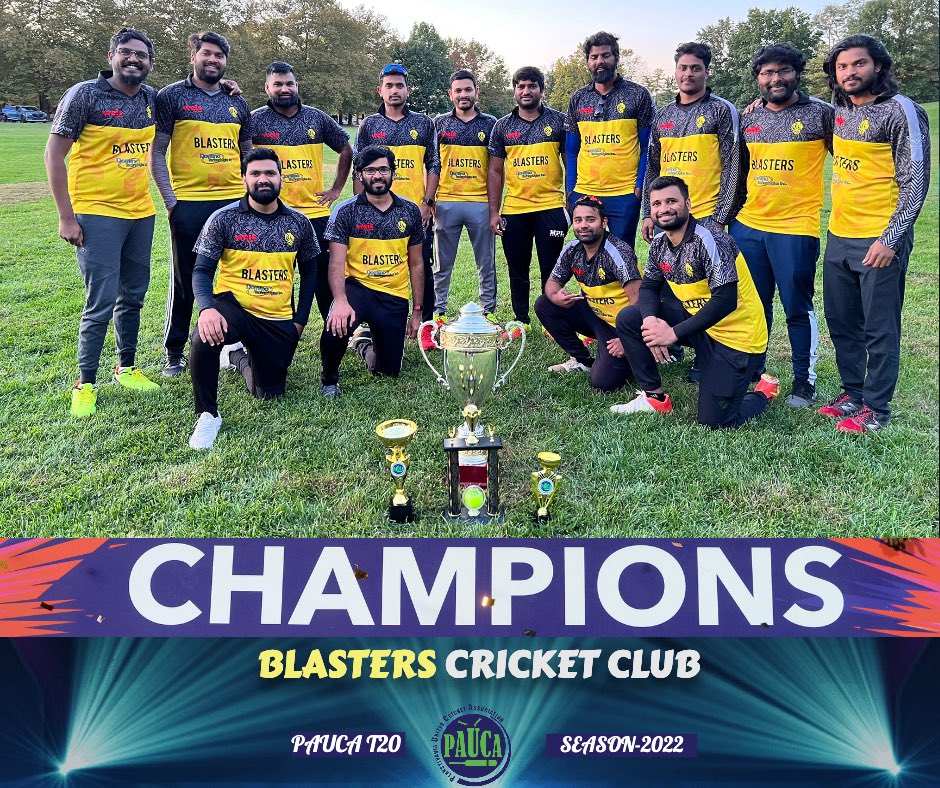 PAUCACricket's tweet photo. Team Blasters is on a roll with the ultimate blast this season by remaining unbeaten throughout and claimed their first ever T20 Championship trophy as a befitting reward ππ₯³π
π Champions Pauca T20 2022
π Champions Pauca T10 2021 #pauca2022 #PaucaFinal #PaucaChampions https://t.co/uSWFjCxsFa