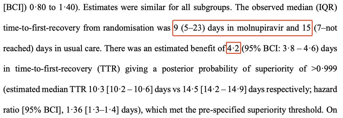 Hi #IDTwitter -- in the PANORAMIC study, anyone understand why the cited time to recovery data is both 6 days (15 minus 9) and 4.2 days? Which is it?Thank you ... papers.ssrn.com/sol3/papers.cf…