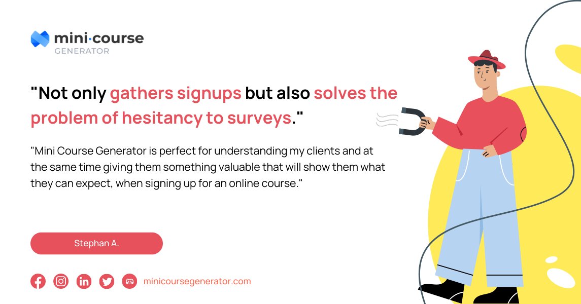 What do customers say about Mini Course Generator? Here is a testimonial!

#minicourse #minicourses #onlinecoursecreators #digitalmarketing #leadgeneration #targetedcommunication