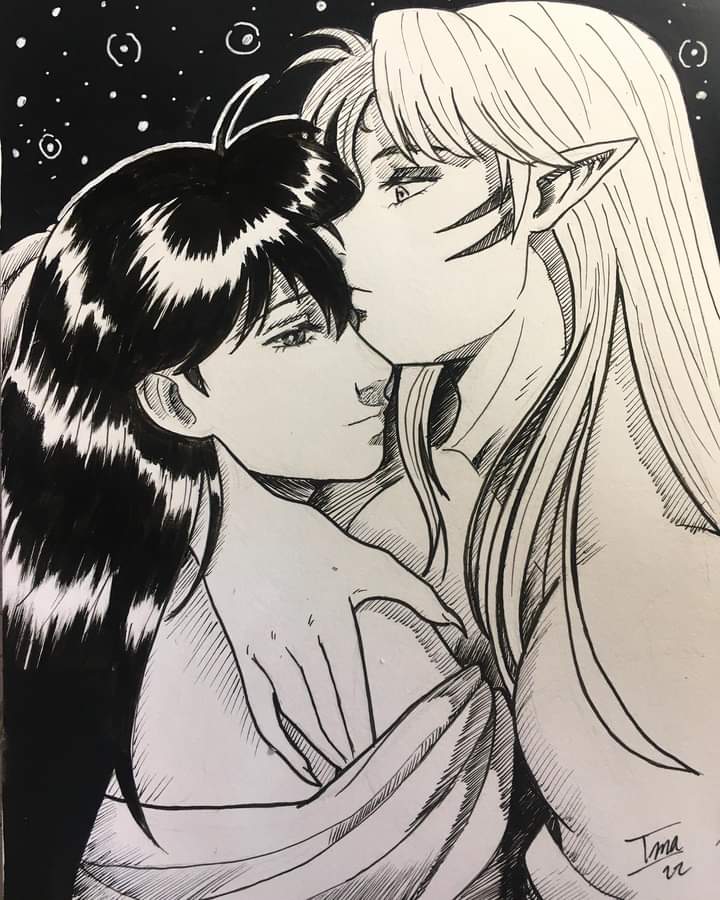 Rin and sesshomaru fanart #inktober #inktober2022 #inktoberday10 #sesshoumarurin #sesshrin #sesshorin #sesshomaru #rin #sesshrinfanart #fanart #sesshorinfanart