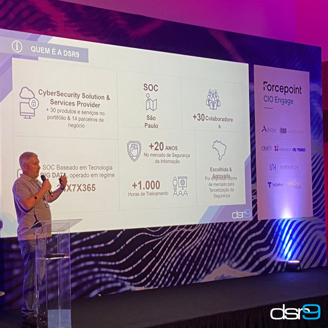 _DSR9's tweet photo. Este fim de semana teve dobradinha Forcepoint! A DSR9 patrocinou o Partner Engage e o CIO Engage, dois eventos sensacionais e inesquecíveis. 

#partnerengage #ForcepointONE #ForcepointDLP #CIOEngage #CyberSecurity #DSR9 https://t.co/YIKRTzBgCa