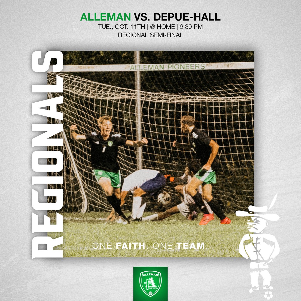 AllemanSports's tweet photo. 𝗕𝗼𝘆𝘀 𝗦𝗼𝗰𝗰𝗲𝗿 𝗥𝗲𝗴𝗶𝗼𝗻𝗮𝗹 𝗠𝗮𝘁𝗰𝗵 𝗧𝗼𝗺𝗼𝗿𝗿𝗼𝘄!
Come support the Alleman Boys Soccer Team tomorrow as they take on Depue-Hall in the Semi-Final Regional Matchup at home!  

📍 Alleman Athletic Complex
🆚 Depue-Hall
⌚️ 6:30 PM
➡️ Black Out Game ⚫️
 #1Faith1Team https://t.co/jTRKfrRthE