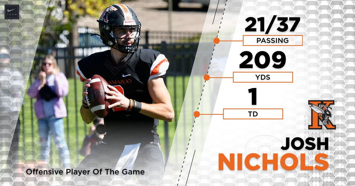 KzooFootball's tweet photo. Congratulations to our Players of the Game vs Olivet College! #SwarmTheDay #RAO
Defense - #21 Payton Fleming
Offense - #8 Josh Nichols (@joshuanichols_9)
Special Teams - #7 Joe Binkowski (@jbinkowski_) https://t.co/IWEWfBZEiH