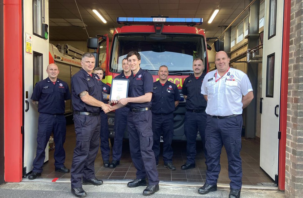 BacupFire's tweet photo. We’d like to say a massive well done to our FF Joe Crook, who successfully completed his firefighter apprenticeship programme.  If you’d love to join our crew at Bacup, keep a lookout on @LancashireFRS for any upcoming open days for on-call. #firefighter https://t.co/xKsfmRmwSS