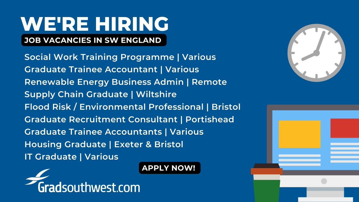 🎓Looking for a #graduatejob, or know someone who is?
👉Check out Gradsouthwest.com, the job board that values #graduatetalent and works to keep it here in the #southwest! 

Pls share @Devon_Hour @CornwallHour @Dorset_Hour @somersethour @BristolHour_ @wiltshirehour  TY 🙏🏾