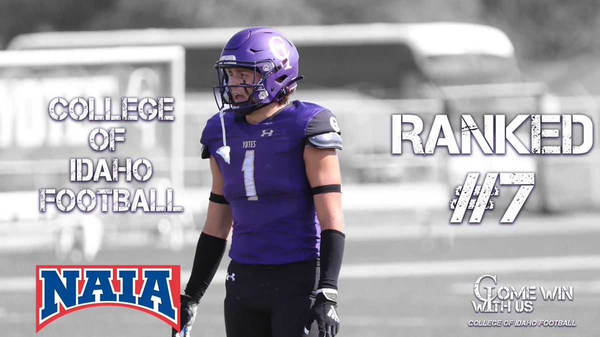 YoteAthletics's tweet photo. FB | After defeating No. 19 Montana Tech last weekend, @YotesFootball has moved up to No. 7 in the latest NAIA rankings! #ComeWinWithUs https://t.co/TsqjB73mGV